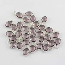 Pink amethyst quartz 11x7mm marquise briolette silver pendant